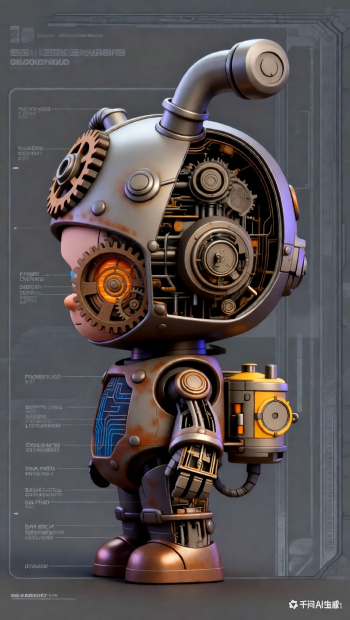 RUST-BABY art toy render 2